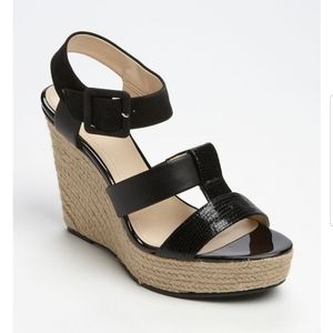 Calvin Klein Leather & Suede Wedge Sandals